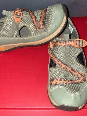 Chaco Kids Olive Green Multi-Color Strap Sandals